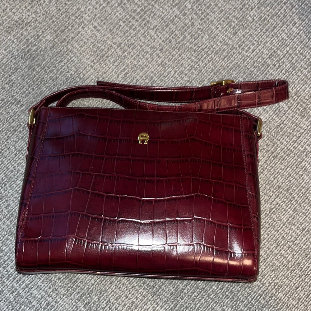 Vintage Eitienne Aigner Genuine Leather Embossed Cowhide Bag